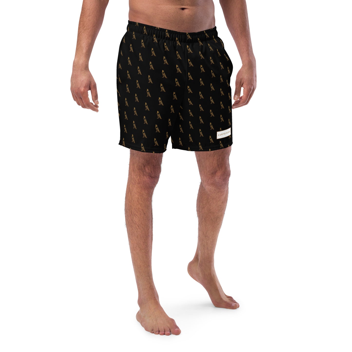 Men's Swim Trunks - All-over Horus Logo (Black)