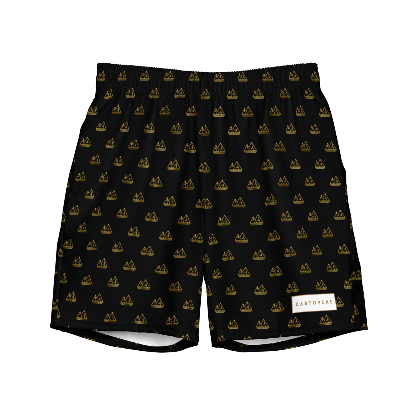 Men's Swim Trunks - All-over Pyramid Logo (Black)