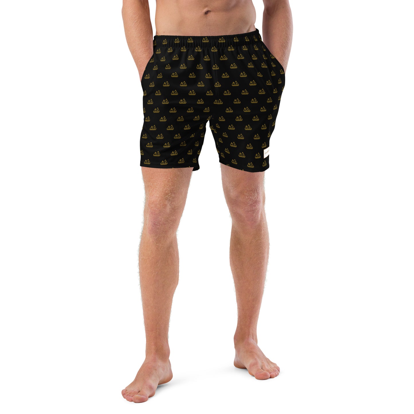 Men's Swim Trunks - All-over Pyramid Logo (Black)