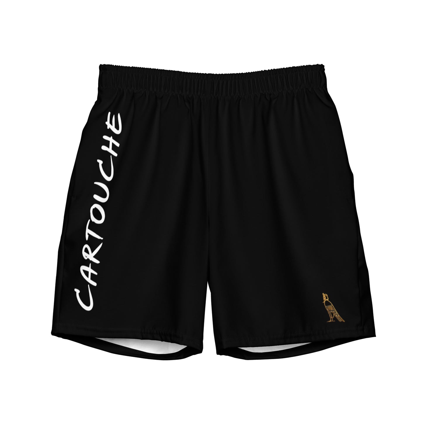 Men's Swim Trunks - Cartouche Logo (Black with White Stripe)