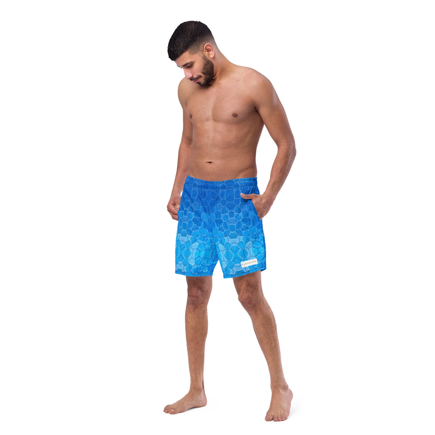 Men's Swim Trunks - Cartouche Badge (Shallow Water Blue)