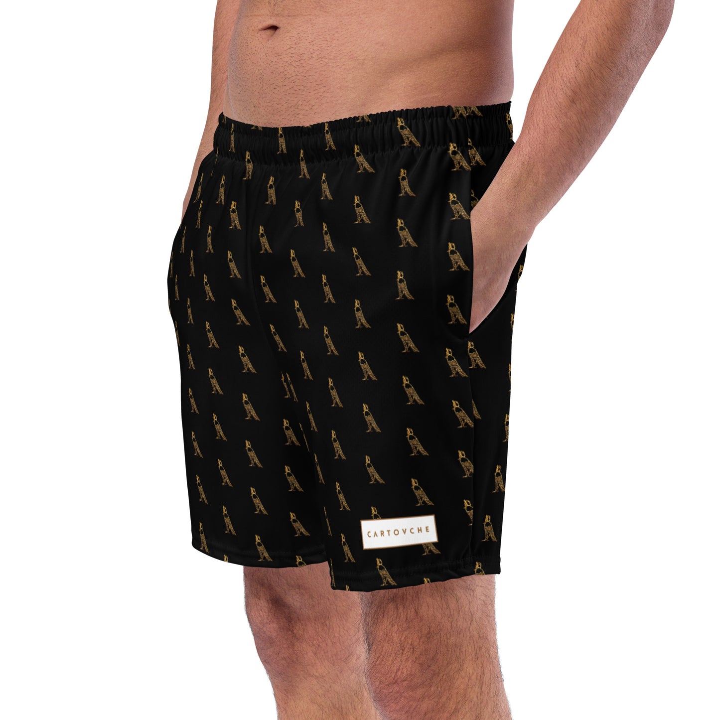 Men's Swim Trunks - All-over Horus Logo (Black)