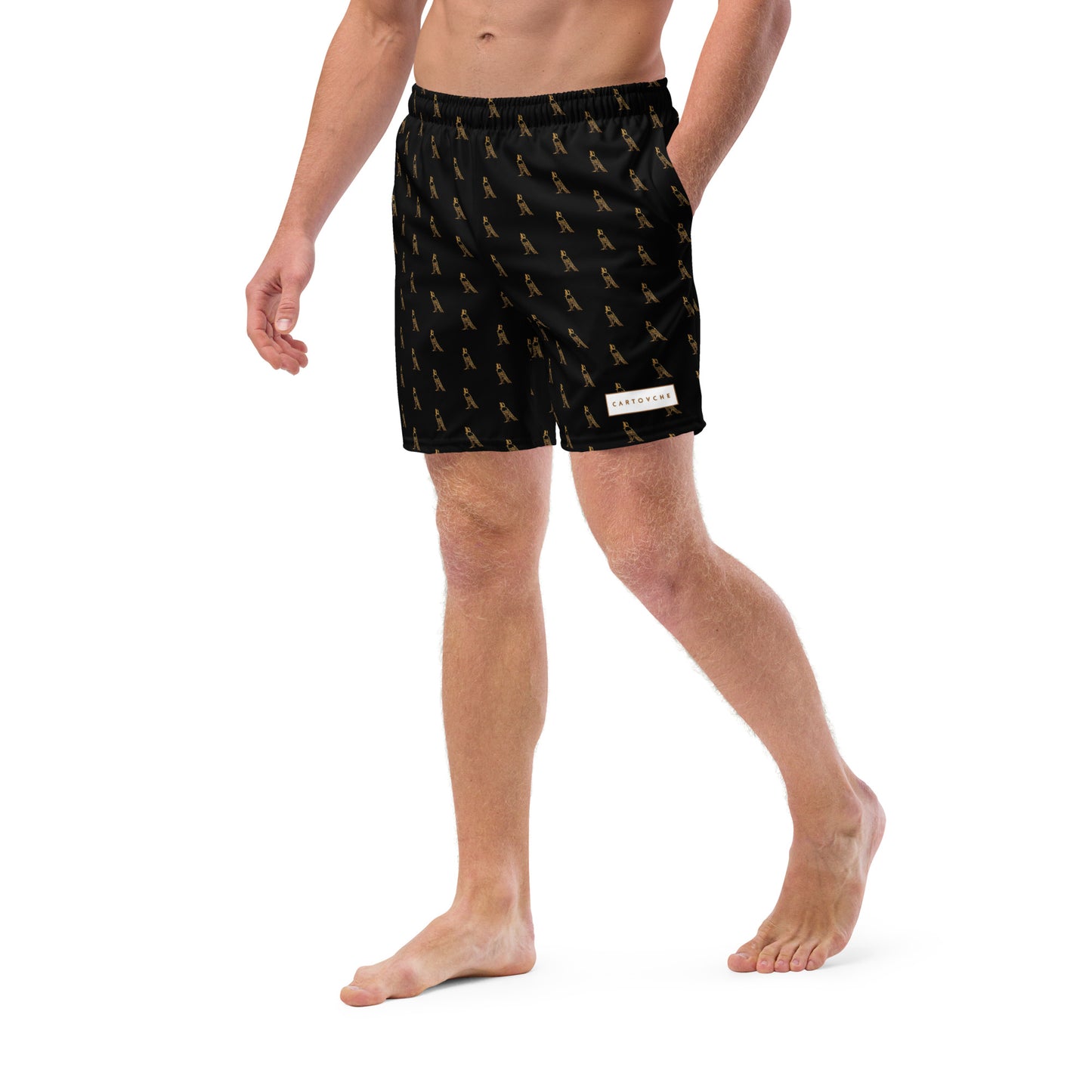 Men's Swim Trunks - All-over Horus Logo (Black)