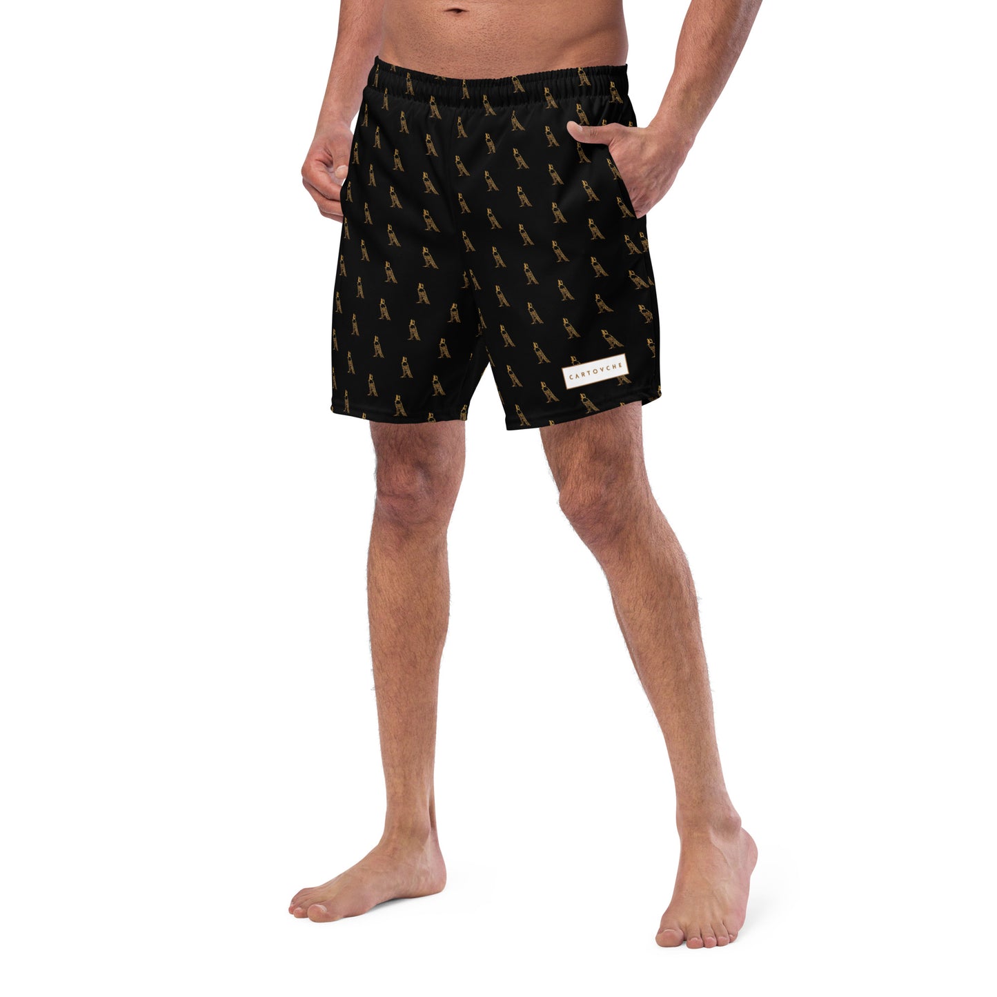 Men's Swim Trunks - All-over Horus Logo (Black)