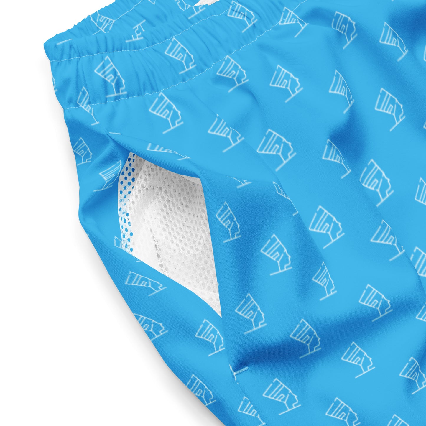 Men's Swim Trunks - All-over Cleopatra Logo (Sky Blue)