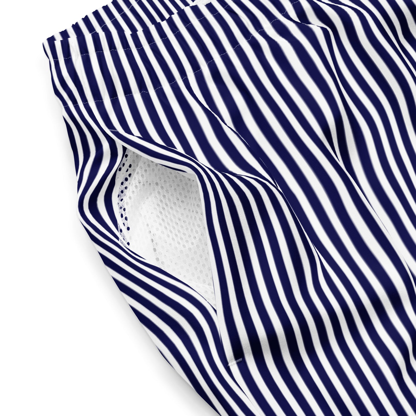 Men's Swim Trunks - White Label Logo (Blue & White Stripe)