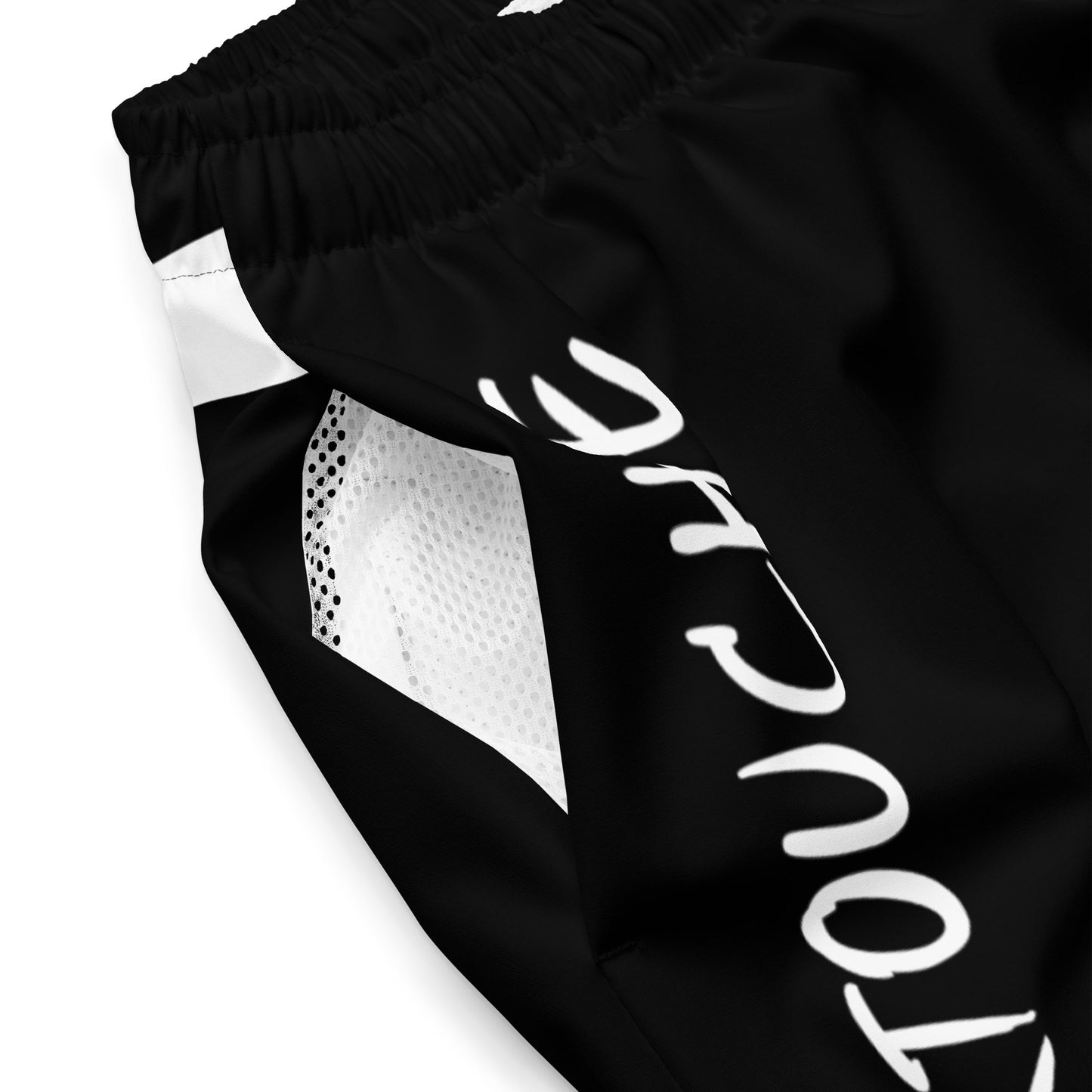 Men's Swim Trunks - Cartouche Logo (Black with White Stripe)