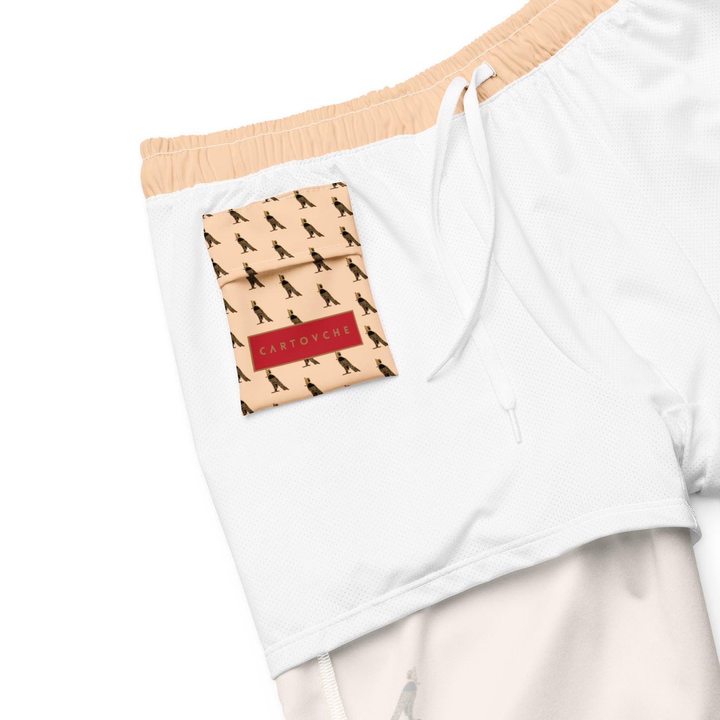 Men's Swim Trunks - Cartouche Logo (Peach)