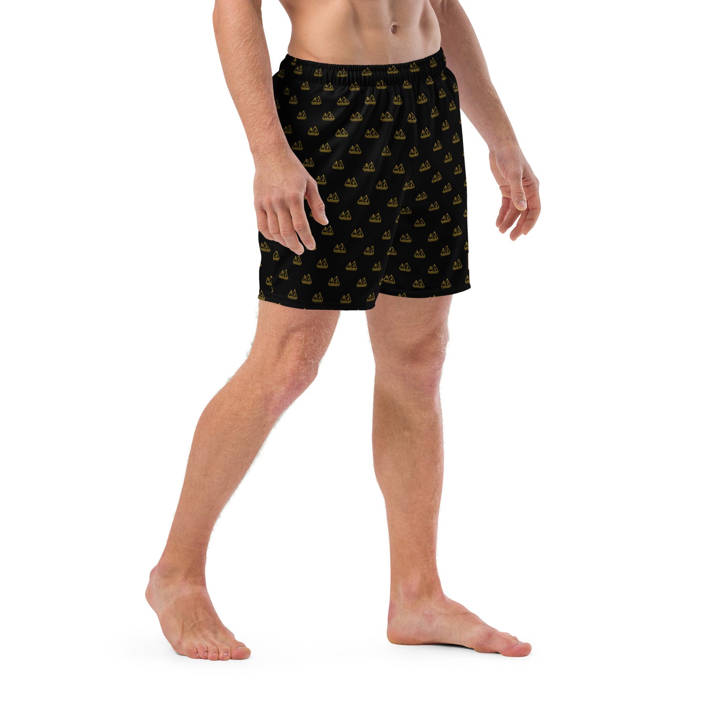 Men's Swim Trunks - All-over Pyramid Logo (Black)