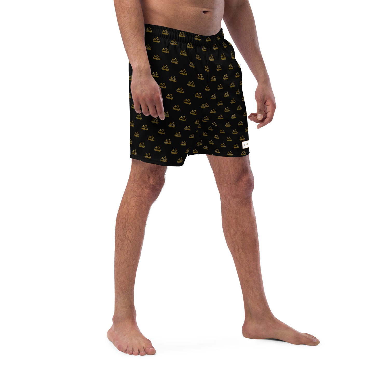 Men's Swim Trunks - All-over Pyramid Logo (Black)