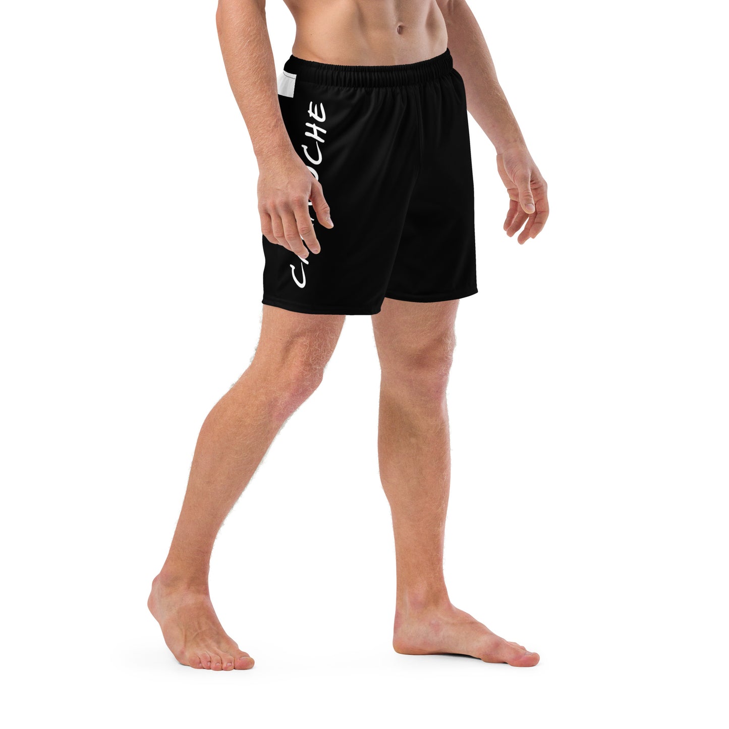 Men's Swim Trunks - Cartouche Logo (Black with White Stripe)