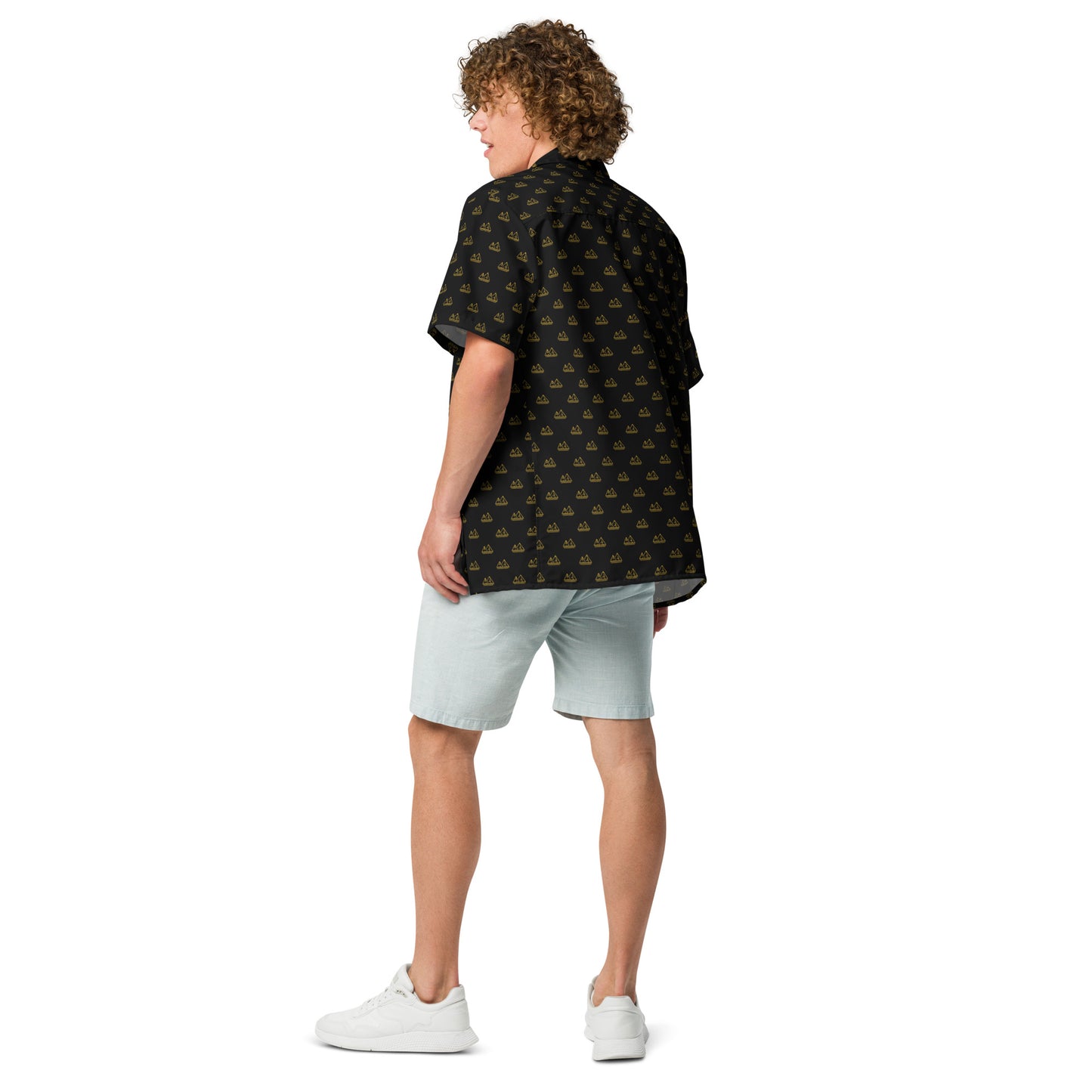 Gold Pyramid Icons Pattern | Vacation Shirt (Black)