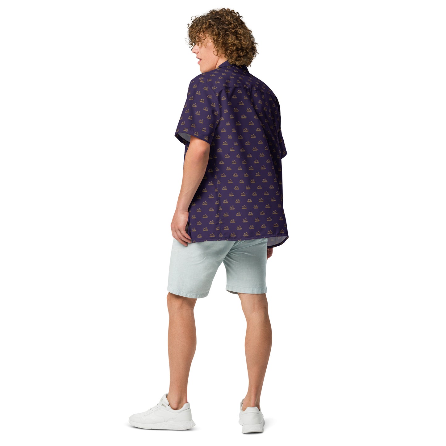 Gold Pyramid Icons Pattern | Vacation Shirt (Navy)