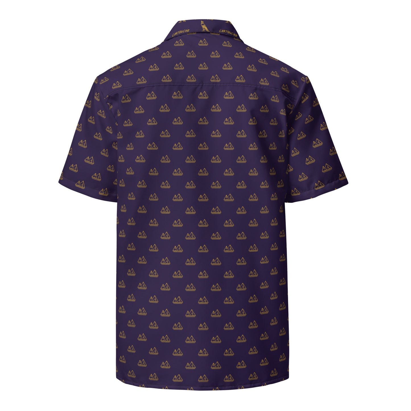 Gold Pyramid Icons Pattern | Vacation Shirt (Navy)