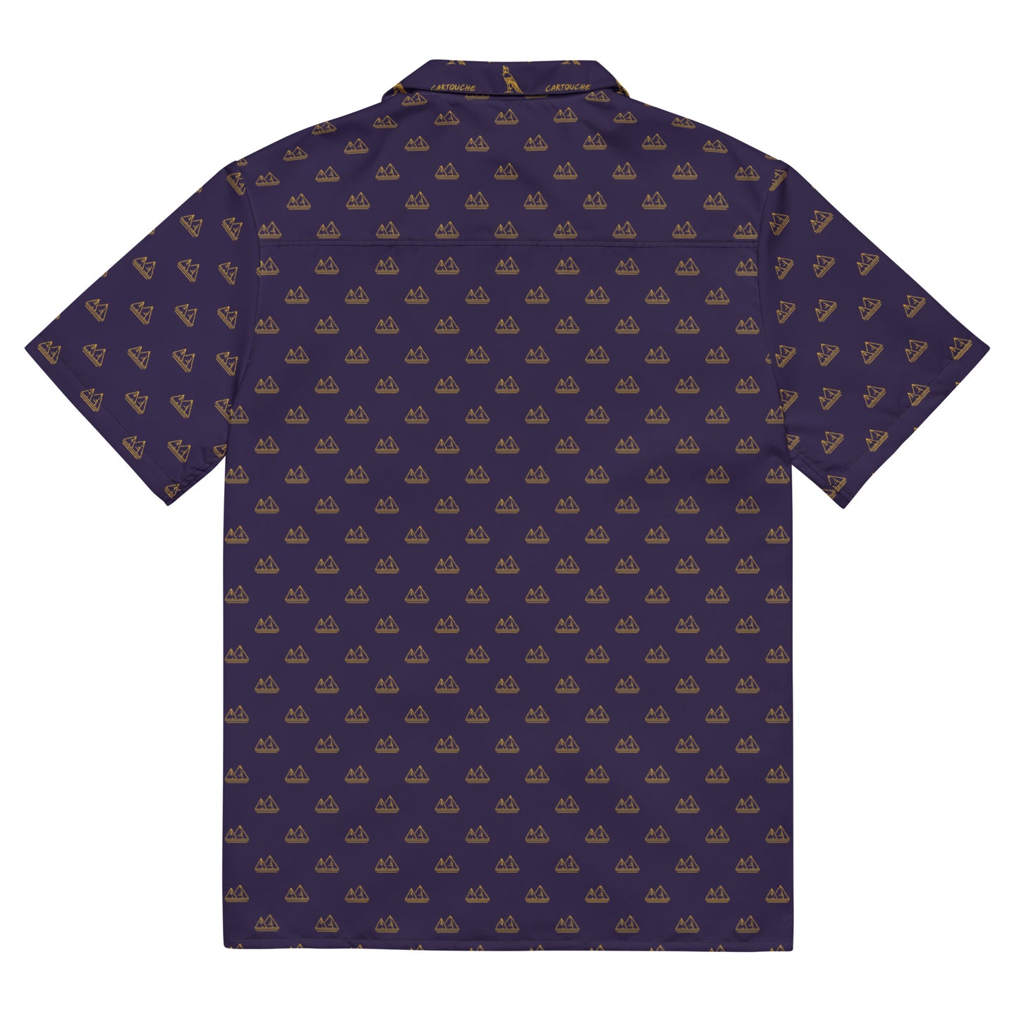 Gold Pyramid Icons Pattern | Vacation Shirt (Navy)