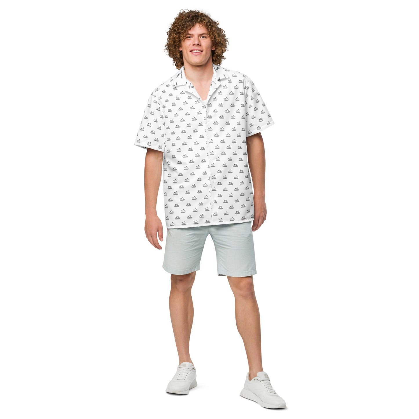 Black Pyramid Icons Pattern | Vacation Shirt (White)