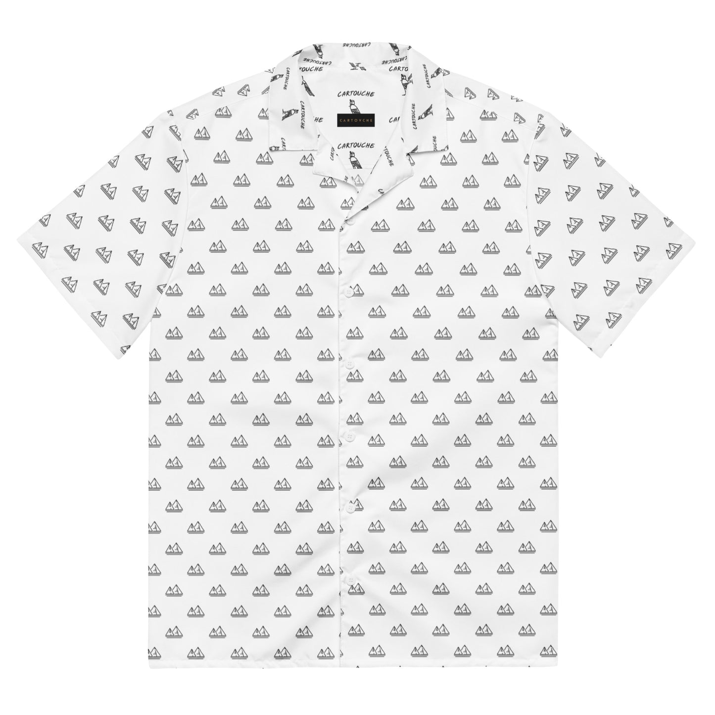 Black Pyramid Icons Pattern | Vacation Shirt (White)