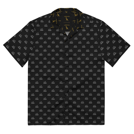 White Pyramid Icons Pattern | Vacation Shirt (Black)