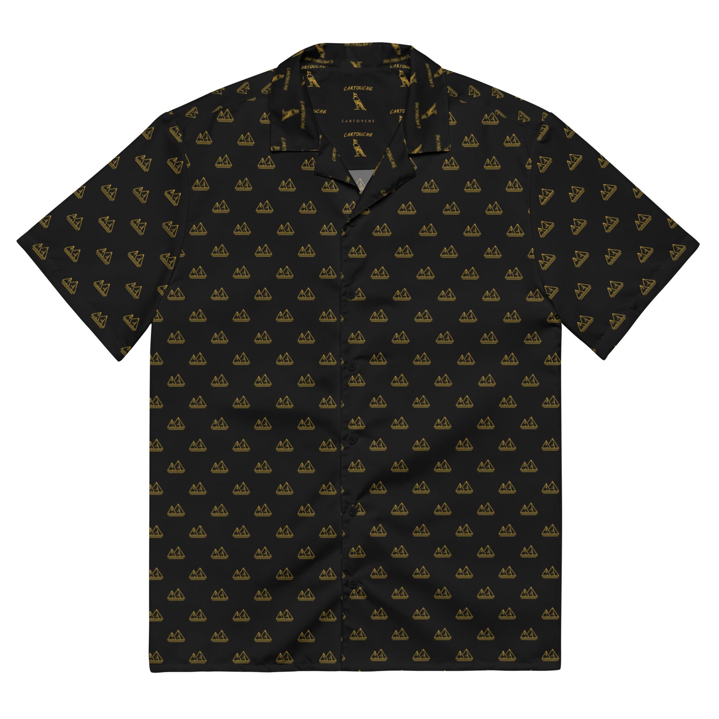 Gold Pyramid Icons Pattern | Vacation Shirt (Black)