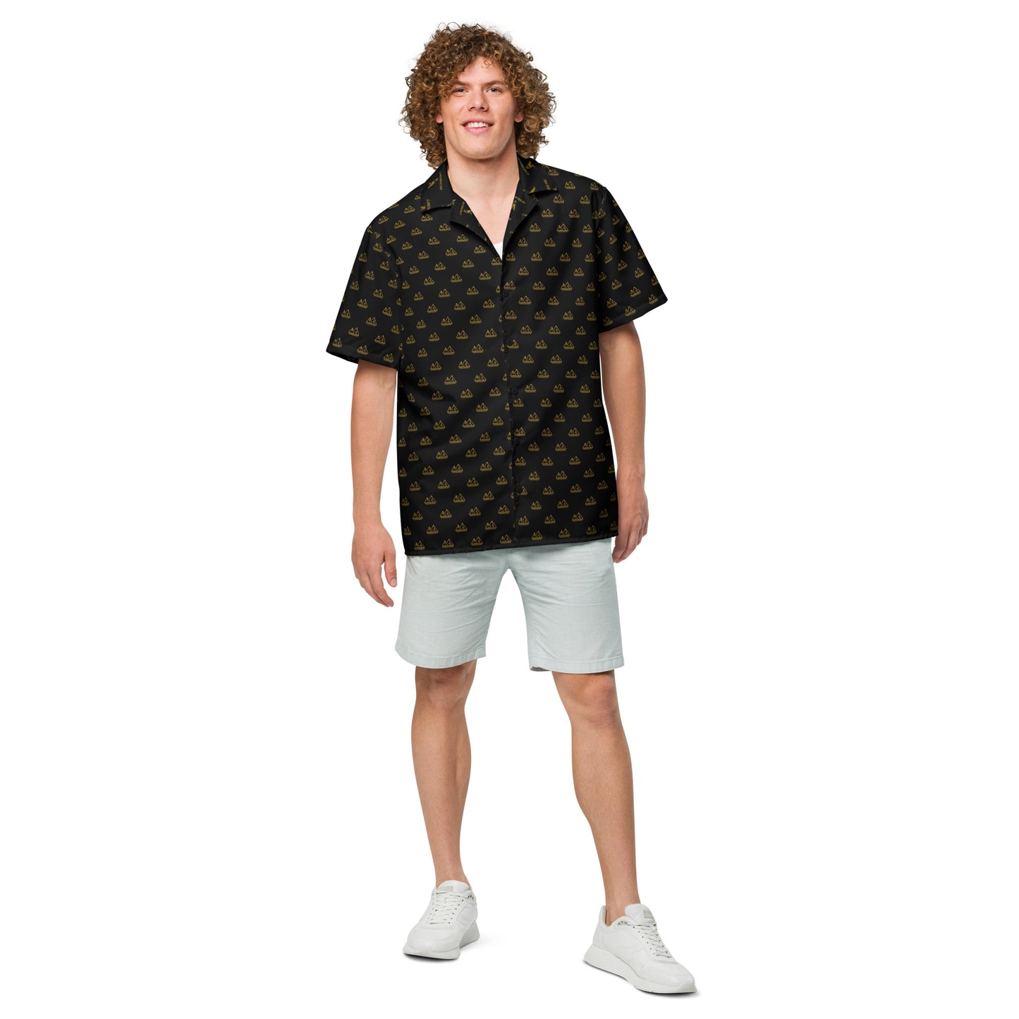 Gold Pyramid Icons Pattern | Vacation Shirt (Black)