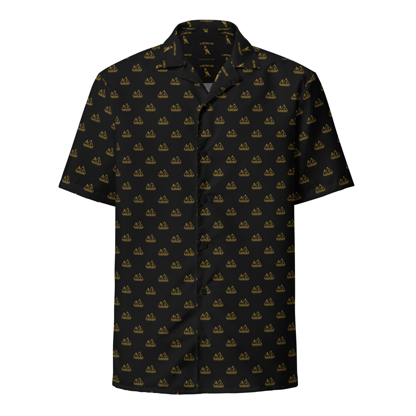 Gold Pyramid Icons Pattern | Vacation Shirt (Black)