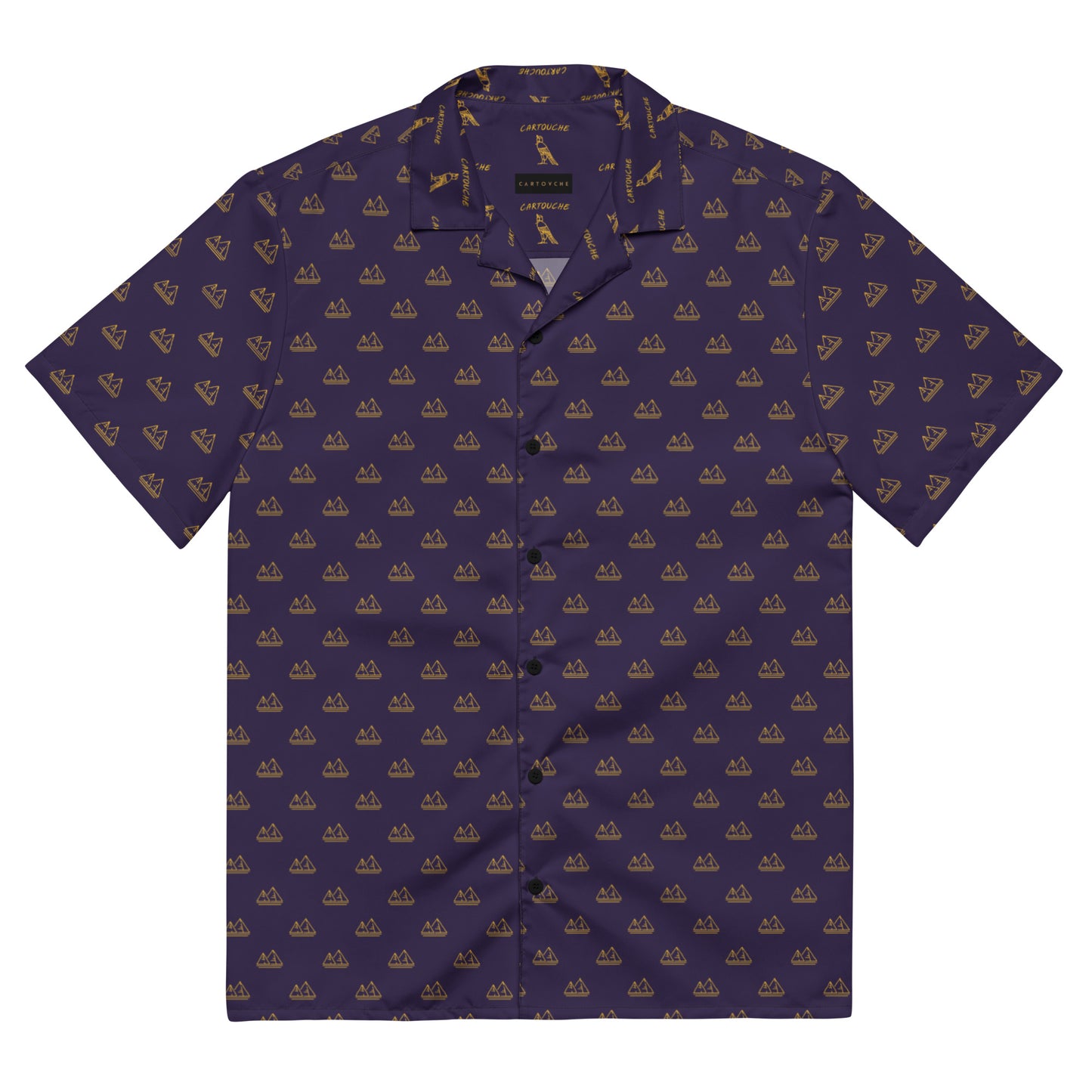 Gold Pyramid Icons Pattern | Vacation Shirt (Navy)