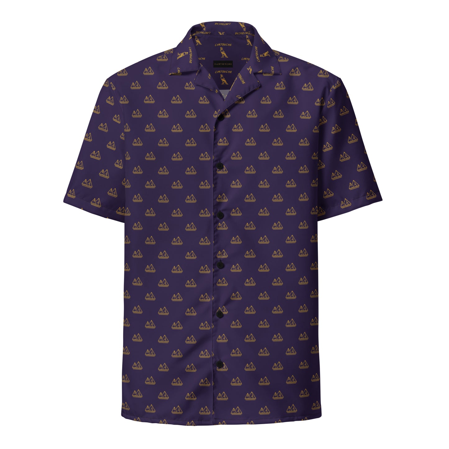 Gold Pyramid Icons Pattern | Vacation Shirt (Navy)