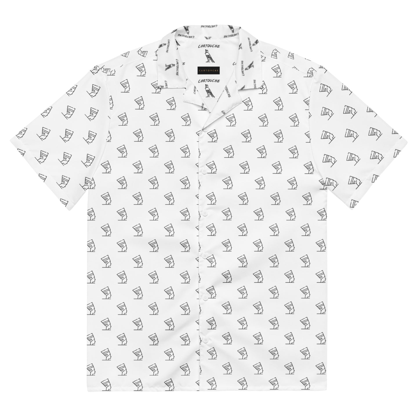 Black Cleopatra Icons Pattern | Vacation Shirt (White)