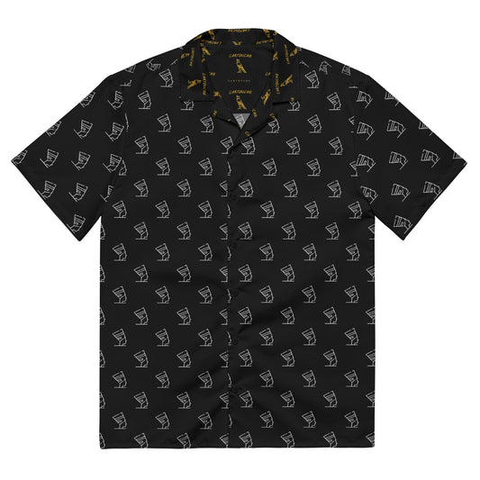 White Cleopatra Icons Pattern | Vacation Shirt (Black)