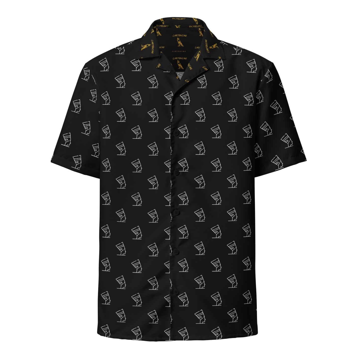 White Cleopatra Icons Pattern | Vacation Shirt (Black)