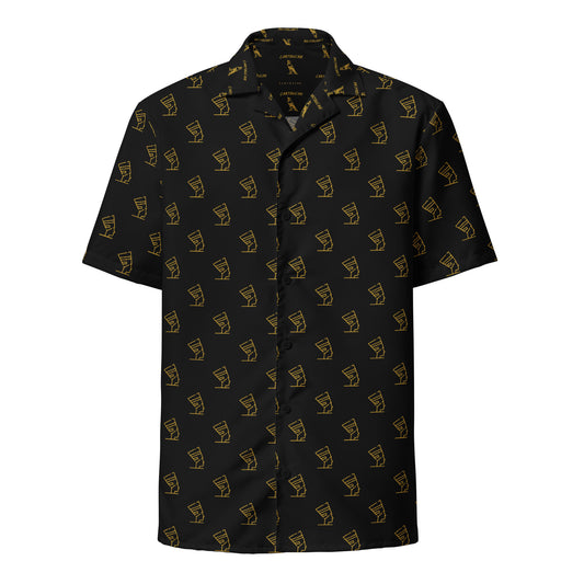 Gold Cleopatra Icons Pattern | Vacation Shirt (Black)