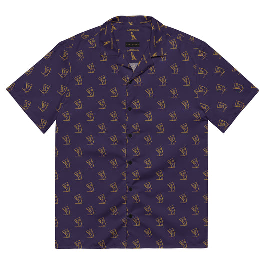 Gold Cleopatra Icons Pattern | Vacation Shirt (Navy)