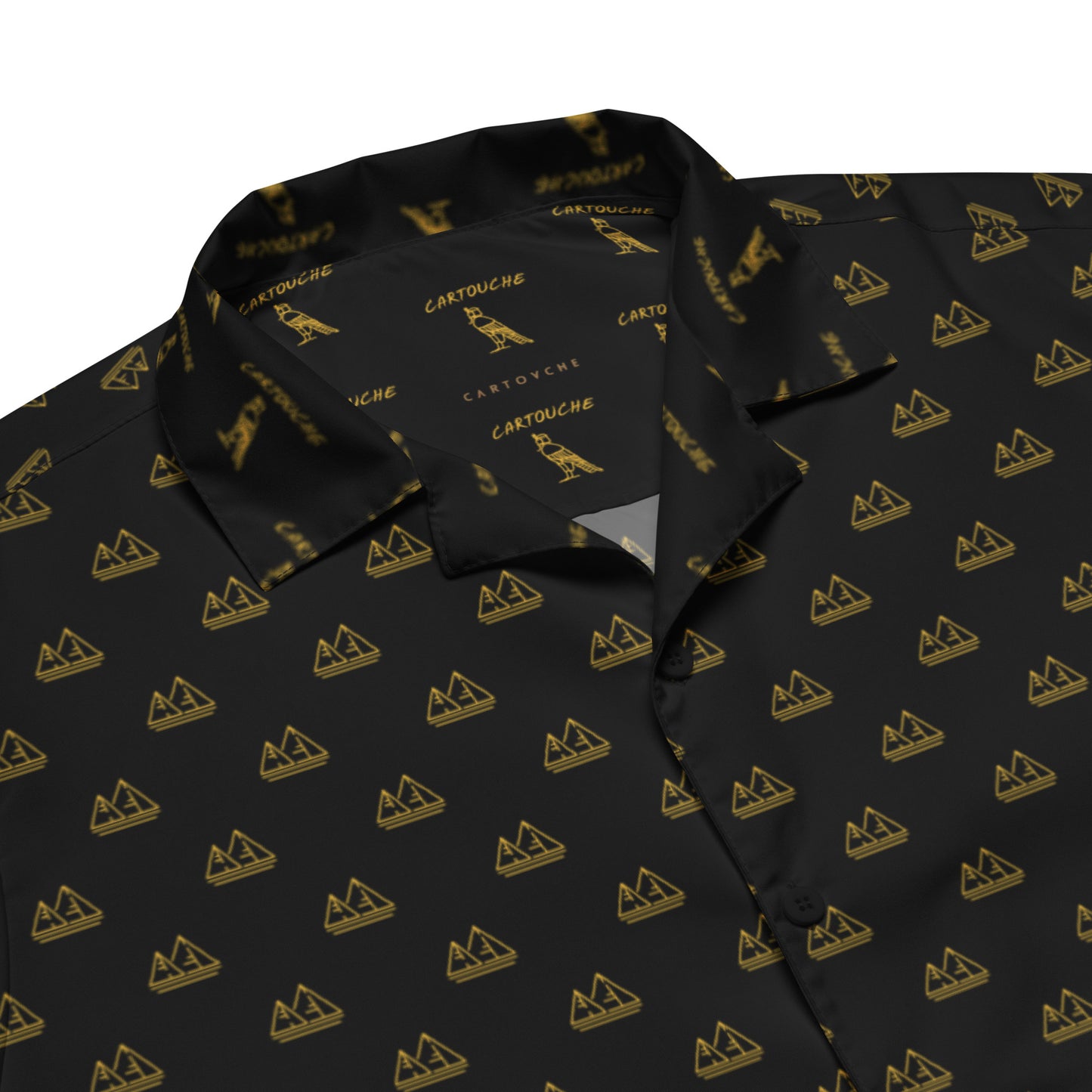 Gold Pyramid Icons Pattern | Vacation Shirt (Black)