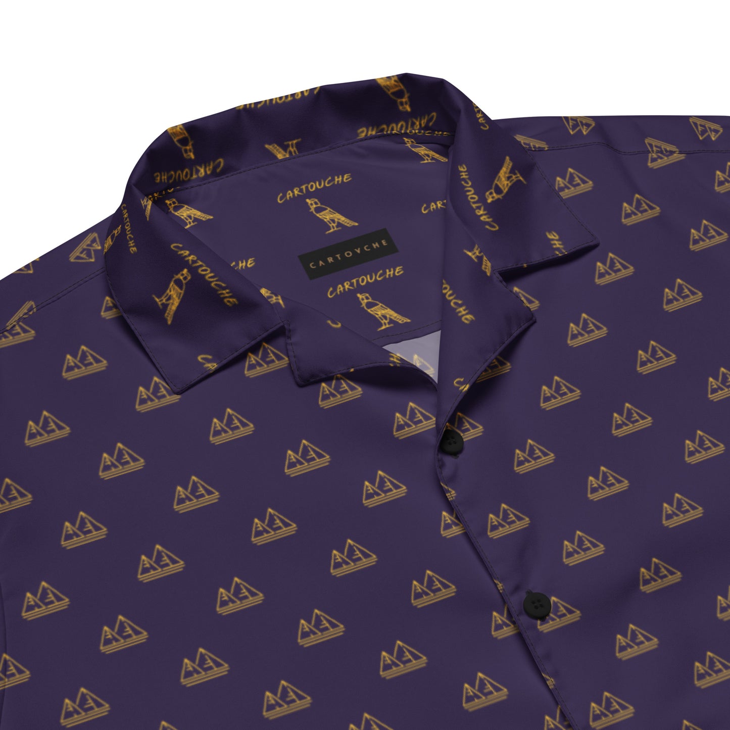 Gold Pyramid Icons Pattern | Vacation Shirt (Navy)