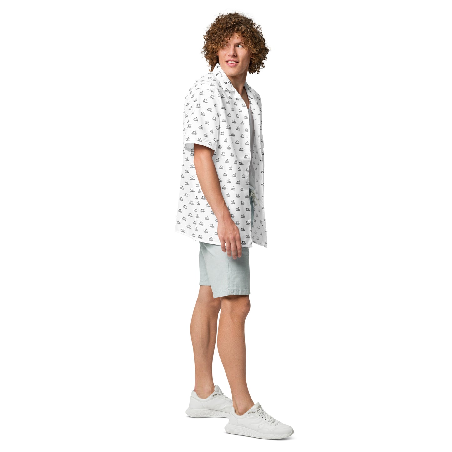 Black Pyramid Icons Pattern | Vacation Shirt (White)