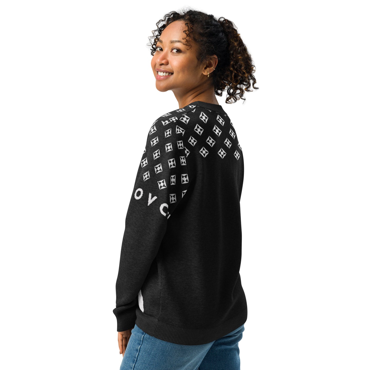 Women's Knitted Crew Neck Sweater | Snowboarder Bear