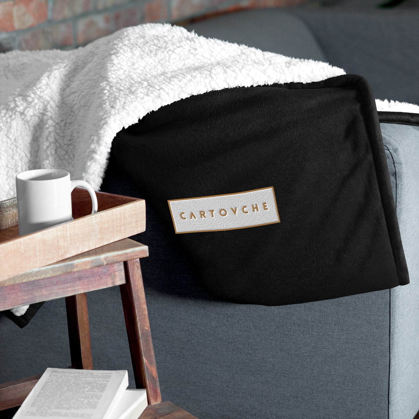 Premium Sherpa Throw Blanket - Embroidered White Label