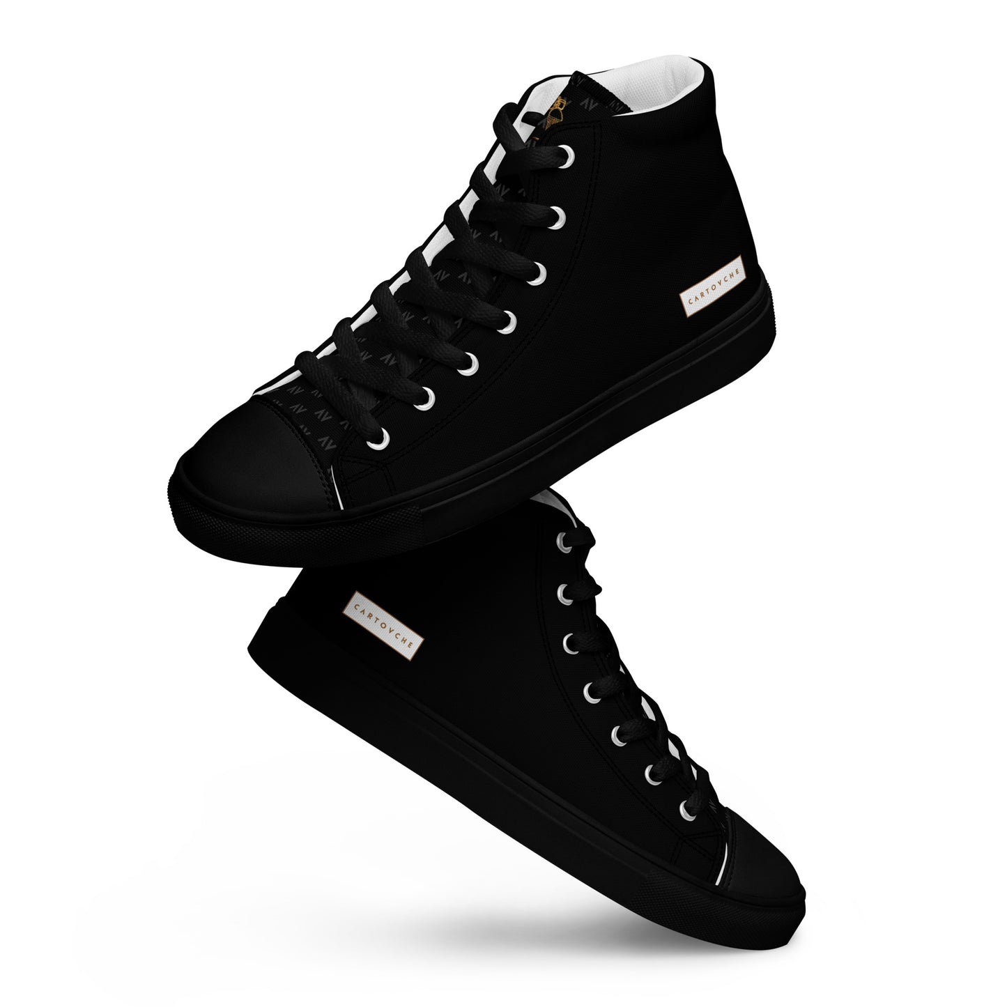 Men’s High Top Canvas Shoes | 'Cartouche Horus' (All Black)