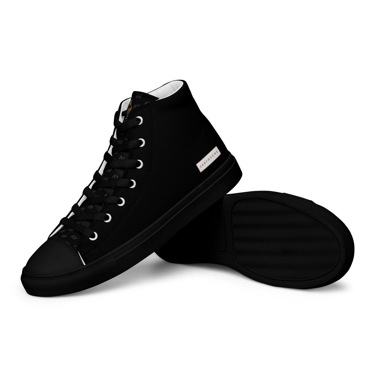 Men’s High Top Canvas Shoes | 'Cartouche Horus' (All Black)