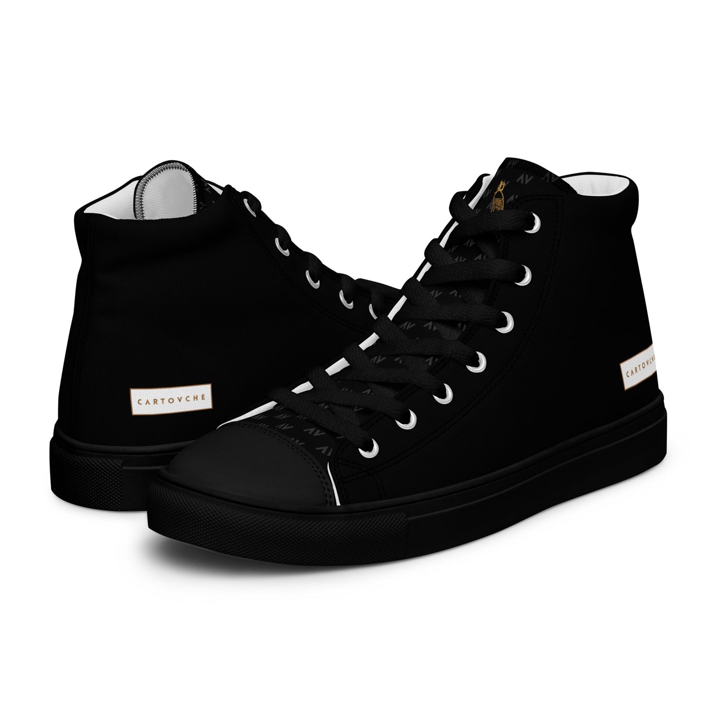 Men’s High Top Canvas Shoes | 'Cartouche Horus' (All Black)