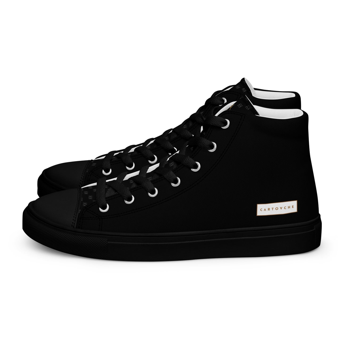 Men’s High Top Canvas Shoes | 'Cartouche Horus' (All Black)