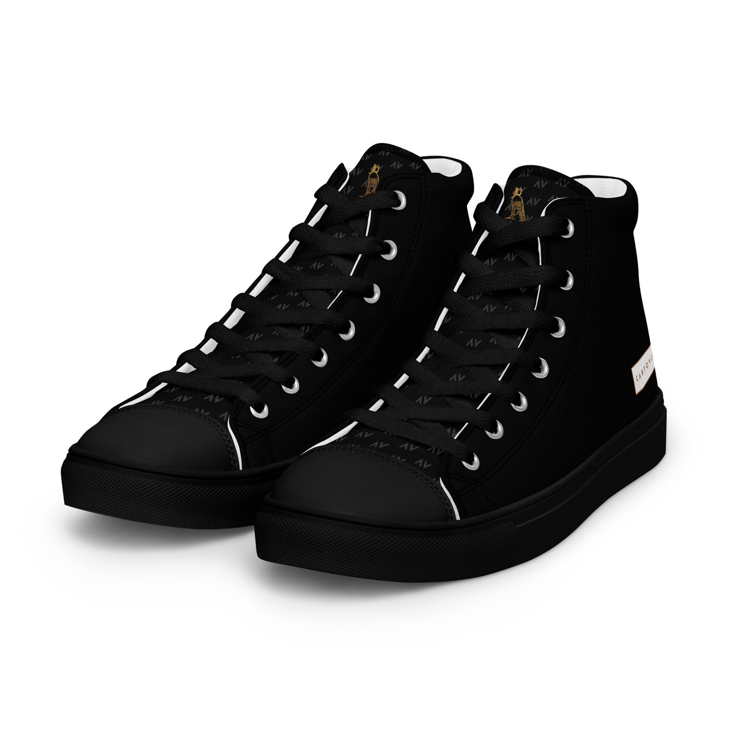 Men’s High Top Canvas Shoes | 'Cartouche Horus' (All Black)