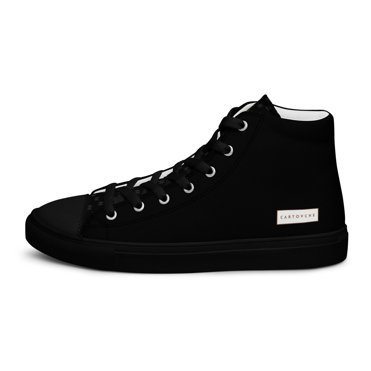 Men’s High Top Canvas Shoes | 'Cartouche Horus' (All Black)