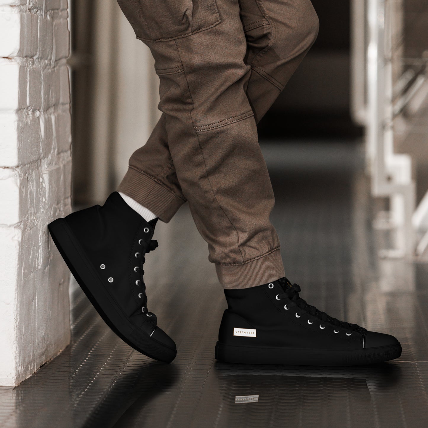 Men’s High Top Canvas Shoes | 'Cartouche Horus' (All Black)