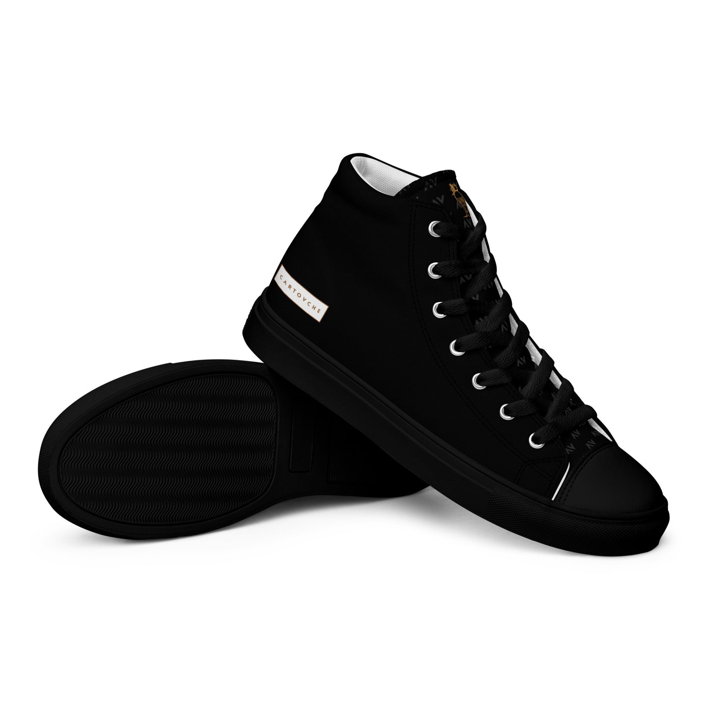 Men’s High Top Canvas Shoes | 'Cartouche Horus' (All Black)