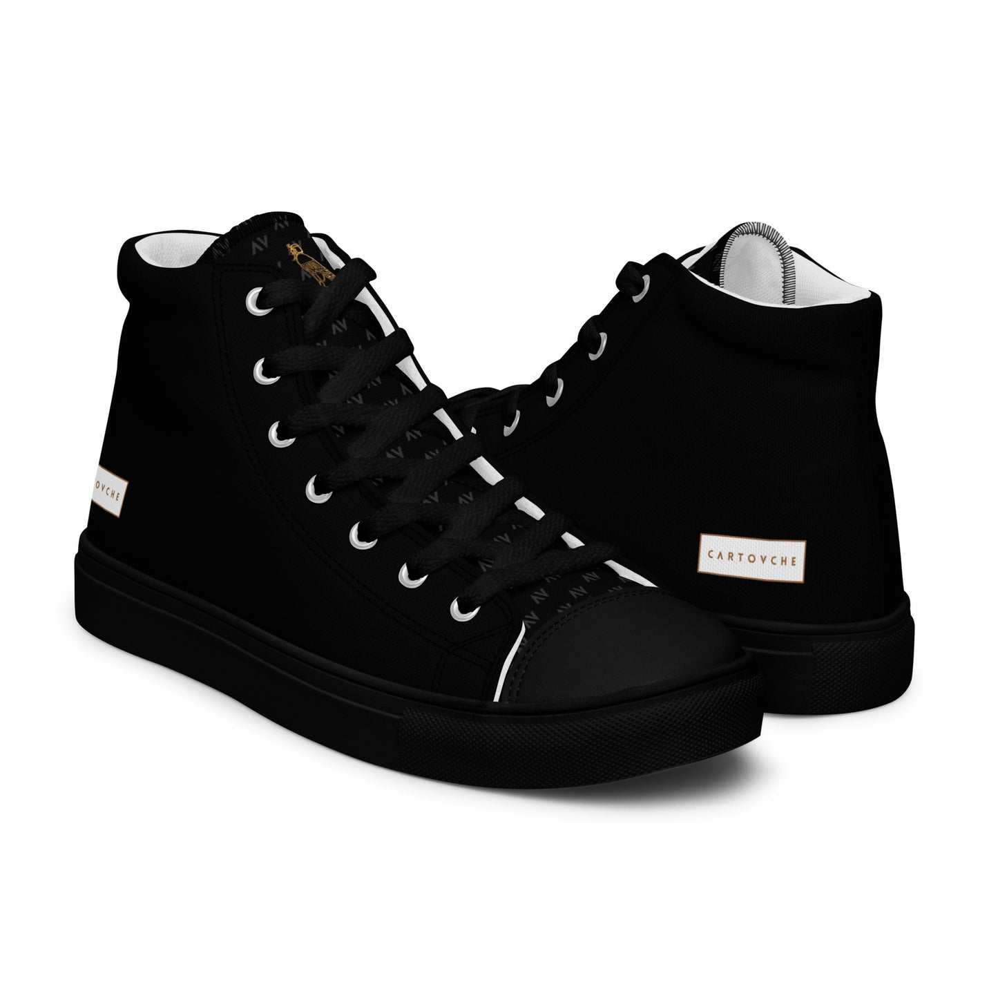 Men’s High Top Canvas Shoes | 'Cartouche Horus' (All Black)