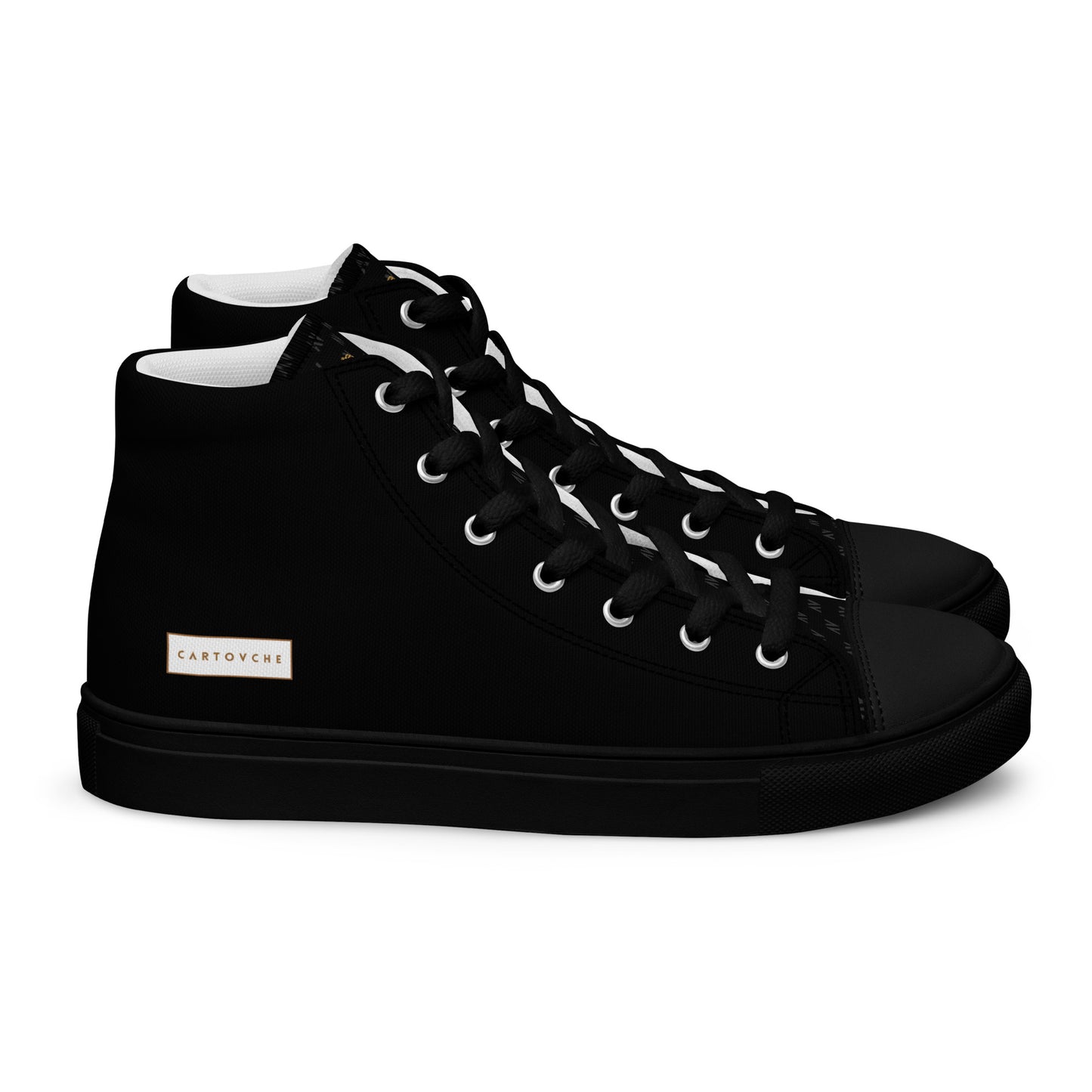 Men’s High Top Canvas Shoes | 'Cartouche Horus' (All Black)