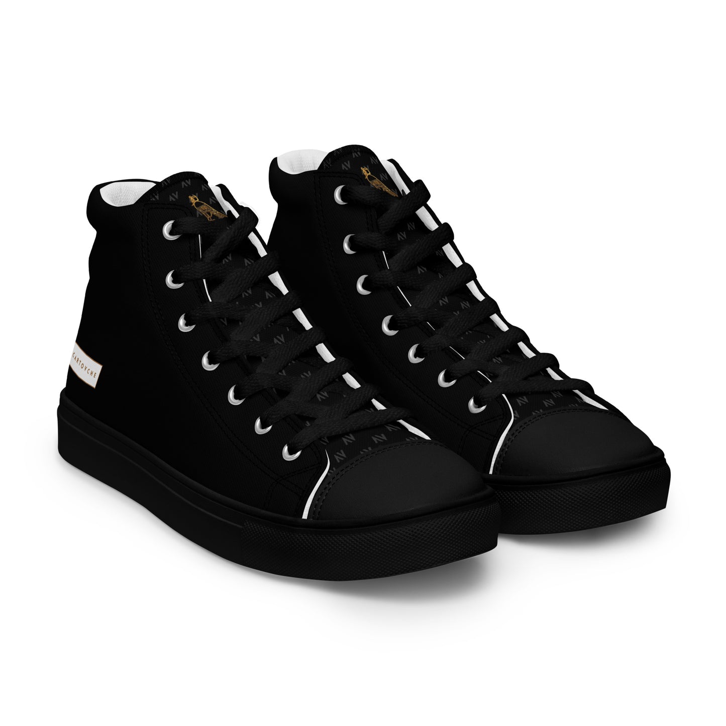 Men’s High Top Canvas Shoes | 'Cartouche Horus' (All Black)