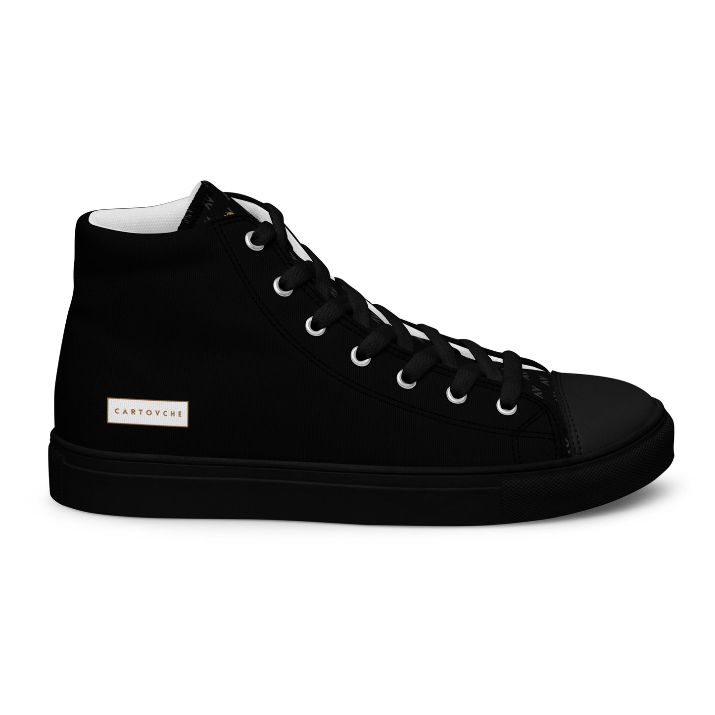 Men’s High Top Canvas Shoes | 'Cartouche Horus' (All Black)