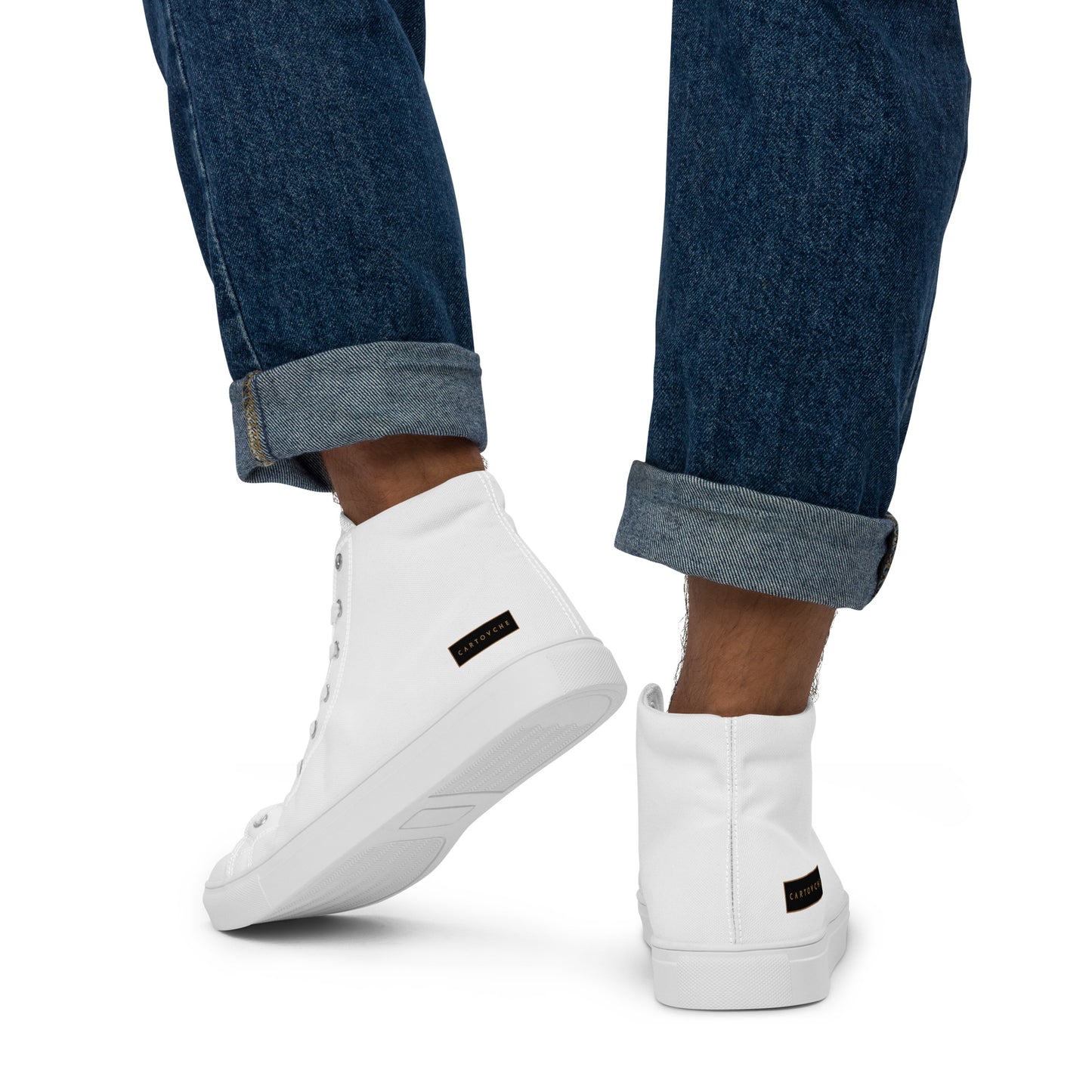 Men’s High Top Canvas Shoes | 'Cartouche Horus' (All White)